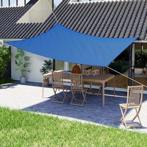 jarolift Voile d'ombrage Pare-Soleil rectangulaire, Hydrofuge, Brise-Soleil pour terrasse, Jardin, Balcon, Tissu Polyester 400 x 300 cm, Bleu Azur