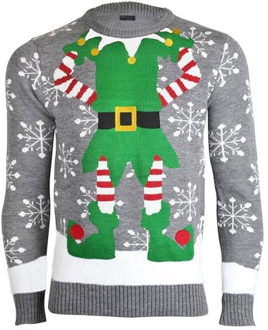 NOROZE Herren Damen Unisex Neuheit Weihnachten Pullover Strickpullover M Mittelgrau