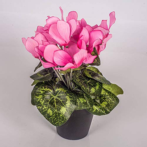 Artplants - Artificial Cyclamen Plant in Pot with 12 Light Pink Flowers measuring 25cm.