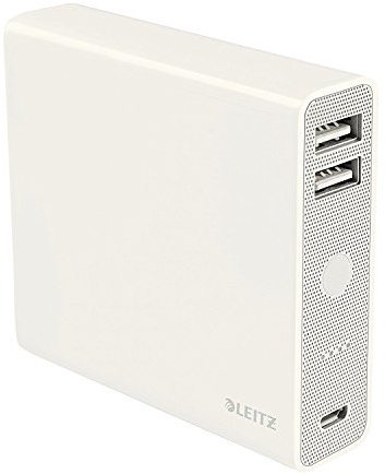 Leitz 2 Port USB Power Bank with USB Cable, Complete Range 65280001 - White
