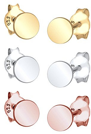 Elli Ohrringe Damen 3er-Set Kreis Basic Tri-Color in 925 Sterling Silber
