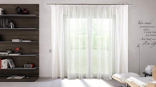 SUNWORLD Maßgeschneiderte weiße Voile Store Gardine, inklusive Blei und Kräuselband (Universalband), Vorhang nach Maß, Höhe 90 – 295 cm (180 cm Höhe x 600 cm Breite)