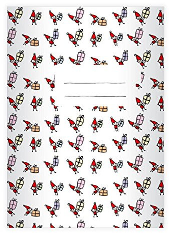 Kartenkaufrausch 16 Fröhliche DIN A5 Schulhefte, Schreibhefte mit Geschenk Wichtel auf weiß Lineatur 6 (blanko Heft)