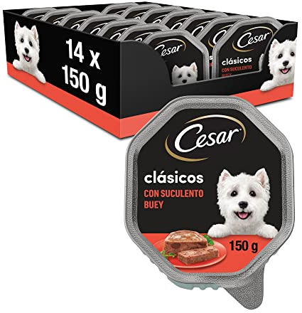Cesar Hundefutter Portionsschale Klassiker mit saftigem Rind und Leber 150g, 24er Pack (24 x 150 g)