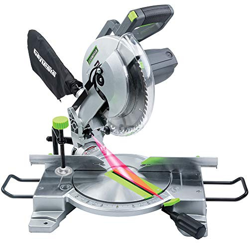 Genesis GMS1015LC 15-Amp 10-Inch Compound Miter Saw with Laser Guide and 9 Positive Miter Stops , Gray