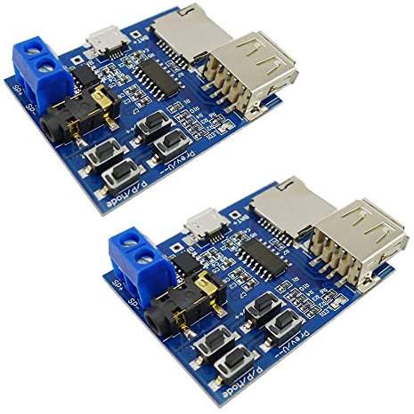 Aihasd 2 Stück MP3 Verlustfreie Decoder Endstufe Verstärker MP3-Player Audio-Modul MP3-Decoder unterstützt TF-Karte USB