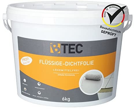 BTEC Flüssigfolie für ca. 5m² – Dichtfolie für Bad, Dusche, WC, Nasszelle etc. Dichtmasse Abdichtung für Bad und Dusche sowie nass Bereiche – Flüssiggummi Abdichtung