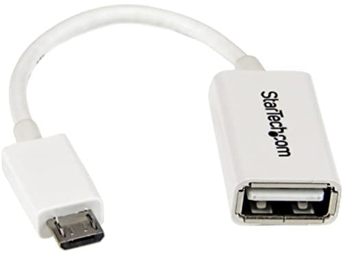 StarTech.com Câble adaptateur Micro USB vers USB Host OTG de 12cm - Adaptateur USB On-The-Go - Mâle / Femelle - Blanc (UUSBOTGW)