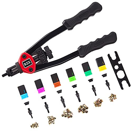 RZX Nietwerkzeug und Gewinde 33cm 60 Stück Nietmuttern M5 M6 M8 SAE 10-24 1/4-20 5/16-18