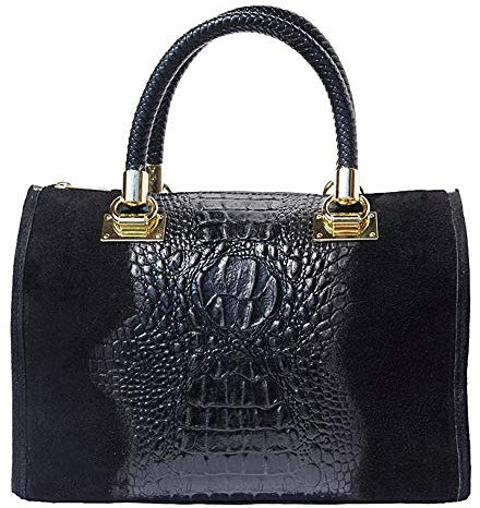 Florence Leather Market Bowling-Tasche mit goldenen Hardware 7002 (Schwarz)