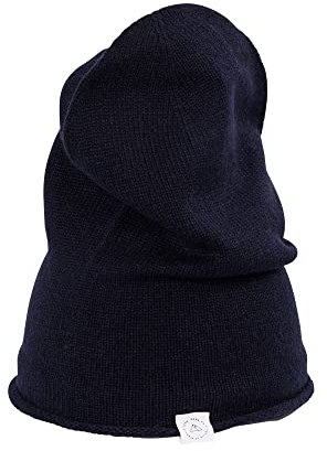 CASH-MERE.CH 100% Kaschmir Beanie Mütze | Strickmütze für Damen und Jugendliche (Blau/Marine)