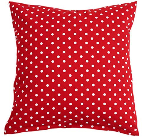 Hans-Textil-Shop Kissenbezug Punkte 7 mm Baumwolle - Gepunktet, Tupfen, Kissenhülle, Kissen, Dekokissen, Zierkissenbezug, Kopfkissen, Sofakissen (Rot, 50x50 cm)