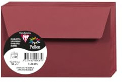 Clairefontaine 5881C - Packung mit 20 Umschläge Pollen 90 x 140 mm, 120 g, ideal für Einladungen und Korrespondenz, Bordeaux, 1 Pack