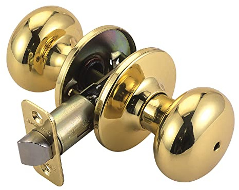 Design House 753277 Cambridge 2-Way Latch Privacy Door Knob, Adjustable Backset, Polished Brass