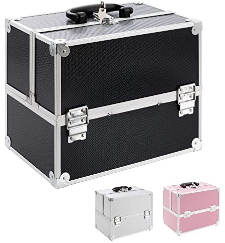 Arebos 15 L cosmetic case | make-up case | makeup storage | organiser per viaggiare | per parrucchieri e make-up artist | incl. scomparti estraibili su entrambi i lati & 2 chiavi