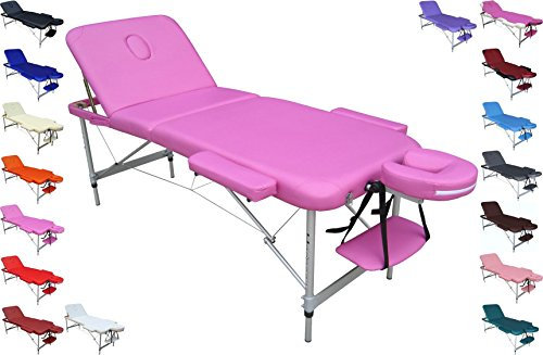 Polironeshop Europa – Massageliege aus Aluminium, Verstellbare Massagebank und Tattooliege, Ergonomisch und Stabil für professionellen Einsatz (Rosa)