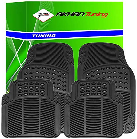 Akhan FUM03G - Fußmatten Set Schwarz Gummi 4-Teilig