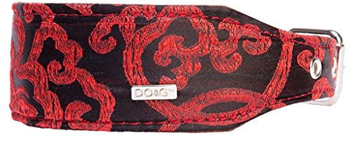 DO & G Oriental Silks Unique Leather and Dog Collar, Dragon Rising Sun Style | Leather construction, Dragon Rising Sun design, Red finish, Adjustable fit, Durable buckle fastening, Suitable for dogs