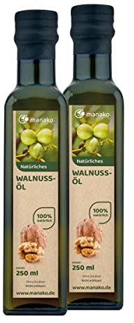 manako Walnussöl, raffiniert und 100% rein, 2 x 250 ml Glasflasche