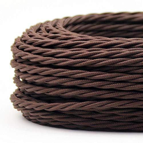 Cavo Elettrico Treccia In Tessuto 5 Mt 2x0,75 Colorato Marrone