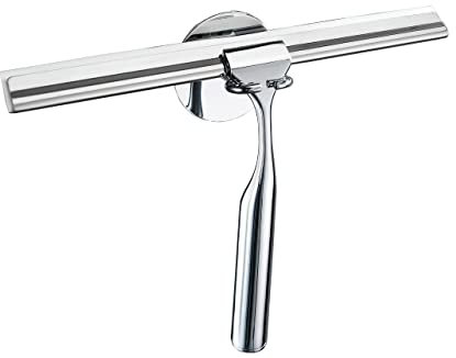 Maximex TurboFIX raclette de douche avec support mural acier inox fixer sans percer Brillant