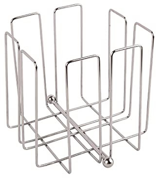 APS 11765 Serviettenhalter „Wire, Serviettenspender aus verchromtem Metall, Serviettenständer für Servietten 1/4 Falz, inkl. Beschwerer, 19 x 19 cm, 19 cm Höhe, für 150 Servietten