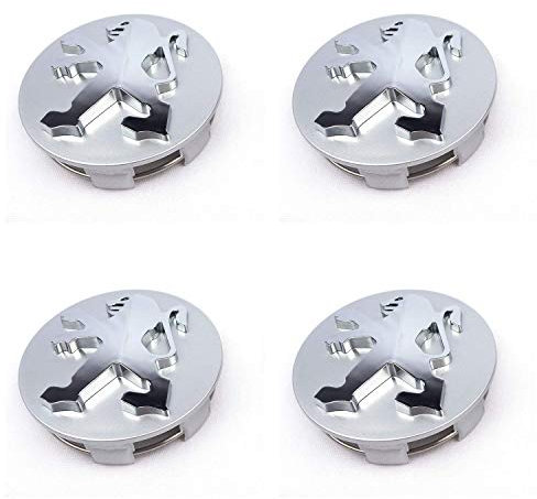 Lot de 4 capuchons Peugeot en alliage, pour moyeux de roue - 60 mm.