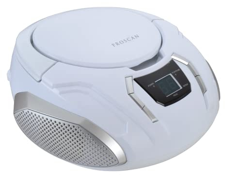 Proscan Elite Portable CD Boombox with AM/FM Radio - White