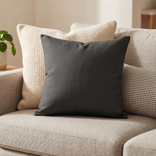 Hans-Textil-Shop Kissenbezug Polyester - Kissen, Kissenhülle, Kopfkissen, Dekokissen, Sofakissen, Couchkissen, Pflegeleicht, Bügelfrei (50x50 cm, Anthrazit)