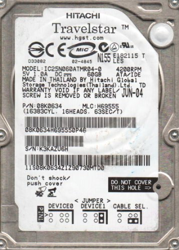 'Hitachi Disque dur 2,5 60 Go – Model : ic25 N060atmr04 – 0/IDE