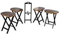 Oriental Furniture - Set di vassoi TV in palissandro, colore: Oro antico