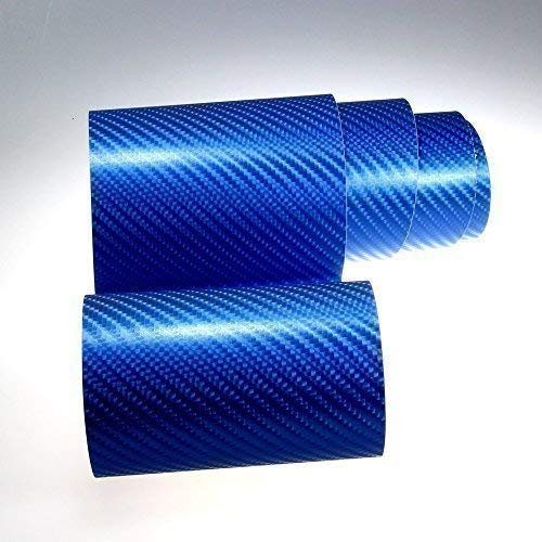 TipTopCarbon 8,55€/m² Autofolie 4D Carbon Blau metallic 152cm breit BLASENFREI mit Luftkanäle 3D Flex Selbstklebende Folie Auto folierung