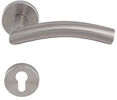 Solido Drückergarnitur OSLO - auf Rosette Profilzylinder, für Türstärke 35-45mm, FH-EI-30, Edelstahl