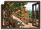 ARTLAND Wanddeko Poster & Kunstdrucke Wandposter 130x90 cm Fensterblick Fenster Toskana Landschaft Garten Rosen Balkon Natur T5QB