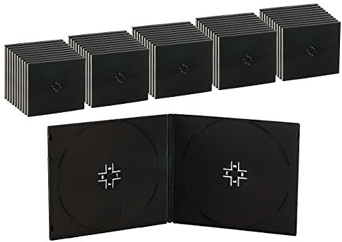 PEARL CD Hüllen: Doppel CD Slim Soft Boxen im 50er-Set, 7 mm, schwarz (DVD Hülle, Jewelcase, Aufbewahrung)