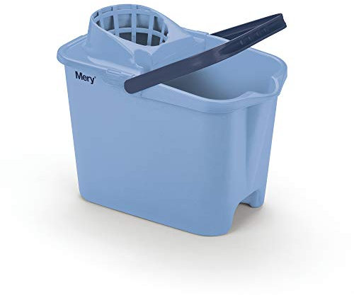 MERY Cubo con asa y escurridor 25.5X39X36.5 | Color Azul Mate, Polipropileno, Medida :31 X 25,5 X 39 cm,14 litros