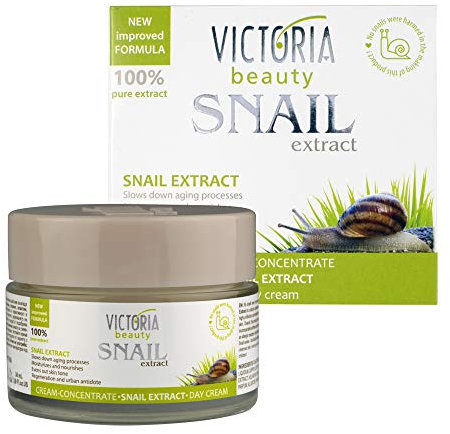 Victoria Beauty Schneckenschleim Creme mit Hyaluron und Collagen, Schneckencreme gegen Falten und Augenringe, Gesichtscreme für Frauen und Männer, Wirkame Gesichtspflege, Snail Cream Moisturizer, 50ml