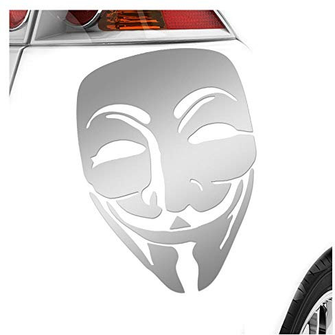 Kiwistar - Autoaufkleber - Anonymous Maske - Heckscheibenaufkleber - Aufkleber Auto Kfz Fahrrad, LKW, Truck Mofa