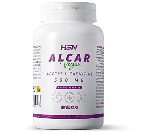ALCAR de HSN | 120 Cápsulas Vegetales 1000 mg de Acetil L Carnitina por Dosis Diaria | Suministro 2 Meses | Con Vitamina B5 y B6 | No-GMO, Vegano, Sin Gluten