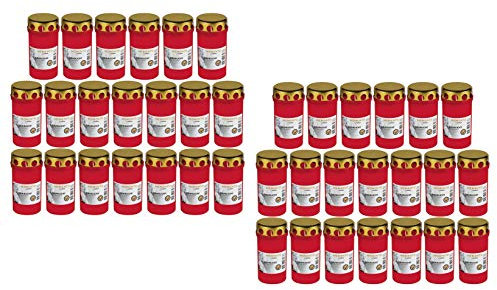 Beste Choice Grablicht Brenner Nr. 3 rot mit Deckel Grabkerzen Friedhofskerzen Grablichtkerze Trauerlicht Gedenkkerze Grabdekoration Grabdeko (40er Pack)
