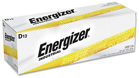 Energizer D Alkaline Industrial Batteries1.5v, Box of 12