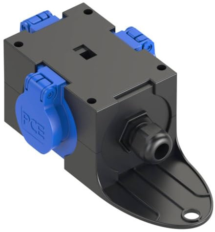 PCE 9430406 3fach Steckdosen-Verteiler Schwarz, Blau