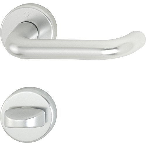 HOPPE 3280546 Drückergarnitur Paris mit Rosetten WC, silber eloxiert