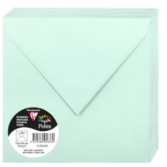 Clairefontaine 5633C - Packung mit 20 Umschlägen Pollen 16,5x16,5 cm, 120g, gefüttert, ideal für Einladungen und Korrespondenz, Premium glattes Papier, Jadegrün, 1 Pack