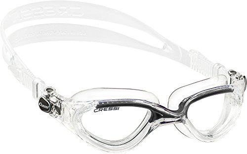 Cressi Flash - Premium Erwachsene Schwimmbrille Antibeschlag und 100% UV Schutz, Transparent/Schwarz - Transparent Linsen, One Size