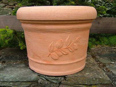 Pflanzkübel Palermo 35 cm mit Girlande Terracotta Optik Kunststoff