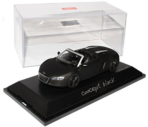 Schuco A-U-D-I R8 Cabrio Concept Matt Schwarz Facelift Ab 2012 1/43 Modell Auto mit individiuellem Wunschkennzeichen