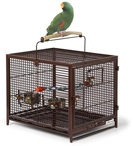 Midwest Homes for Pets 1705001202 Poquito Transportkäfig für Vögel, Reisekäfig, 48 x 39,5 x 60 cm, mit Sitzstange und 2 Futterschalen aus Edelstahl, rubinrot