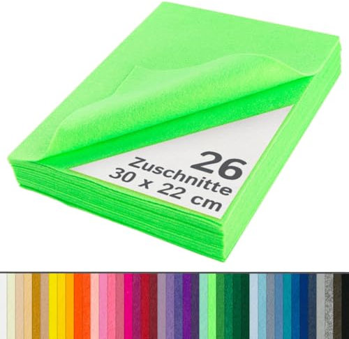 The Felt Store - Bastelfilz Filzzuschnitte in neonlimette aus synthetischem Filz 26 Stück
