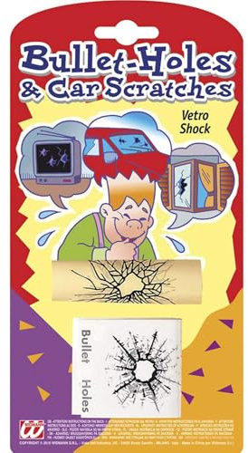 Widmann 4954D - Scherzartikel, Schock Glas, klebende Kratzer und Einschusslöcher, Fake Artikel, Aufkleber, Zubehör, Karneval, Aprilscherz